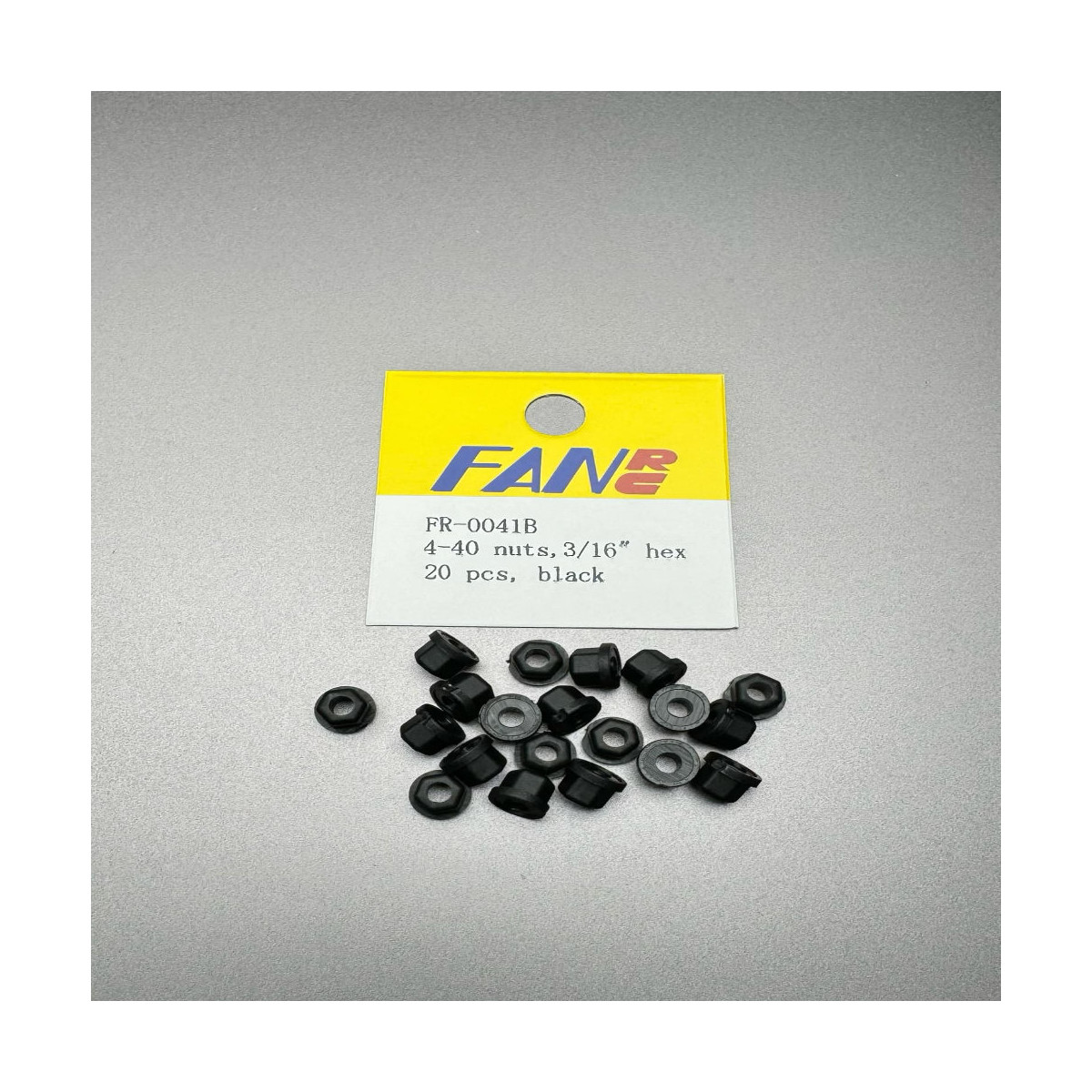 FanRC 4-40 Nylon nuts, 3/16" Hex, black 20 pcs for RC10