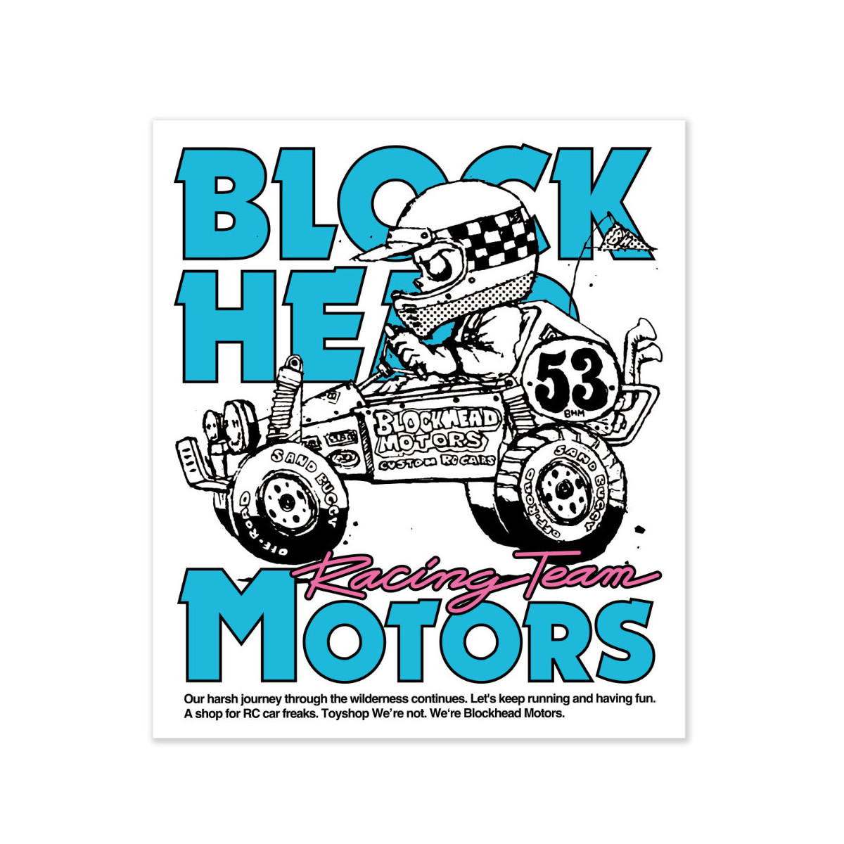 Blockhead Motors Aufkleber Comcal Buggy blau