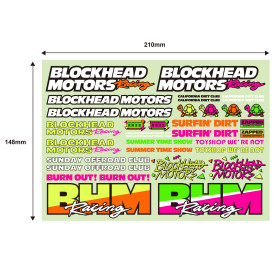 Blockhead Motors Aufkleber Racing 90er Fluorecent 