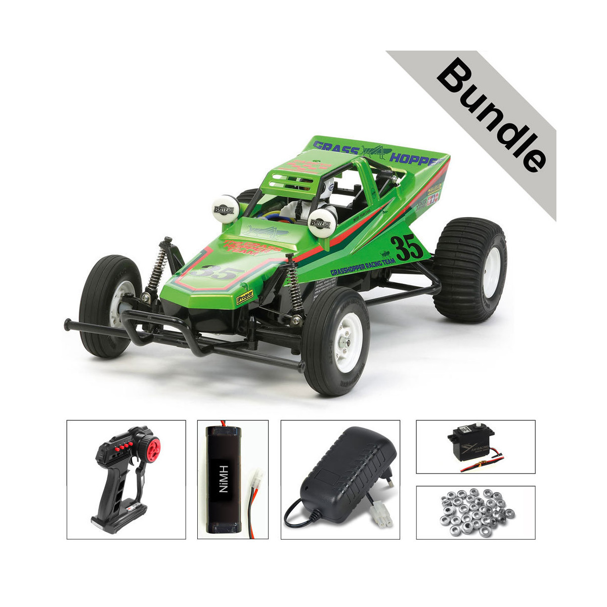 Tamiya 47348 The Grasshopper 2005 Candy Green BUNDLE...