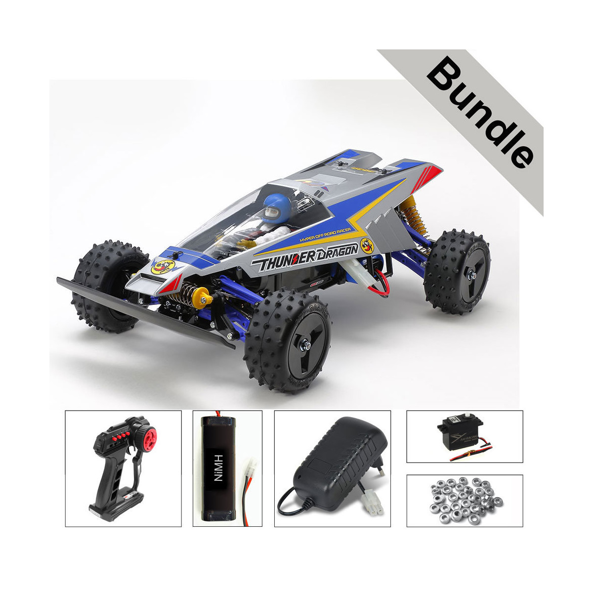 Tamiya 47458 Thunder Dragon (2021) BUNDLE "Silber"