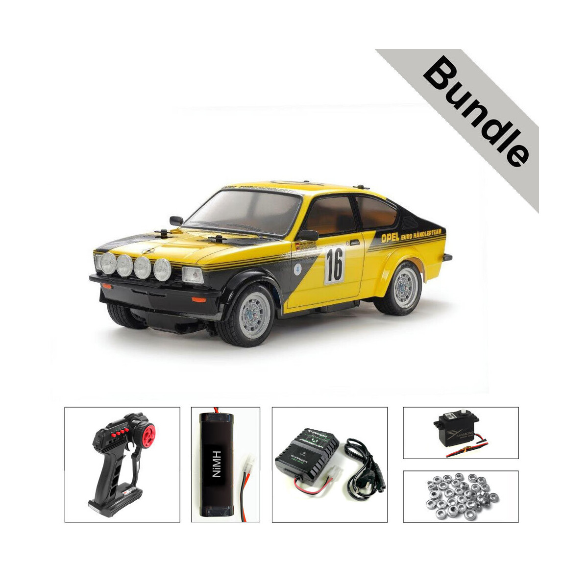 Tamiya 47499 Opel Kadett GT/E Rally (MB-01) pre-painted BUNDLE Silver