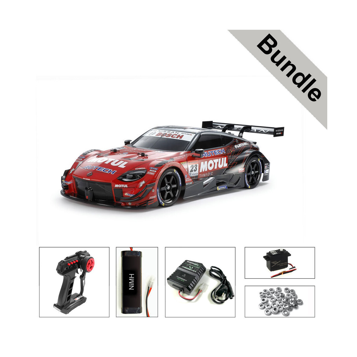 Tamiya 47503 Motul Autech Z 2023 (TT-02) prepainted BUNDLE Silver