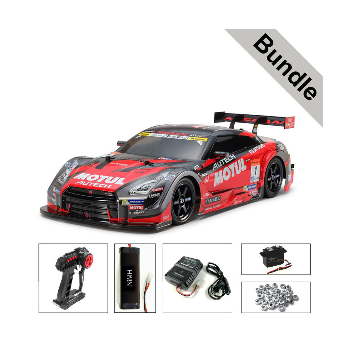 Tamiya 58625 MOTUL Autech GT-R (TT-02) BUNDLE Silber Tamico RC Car On