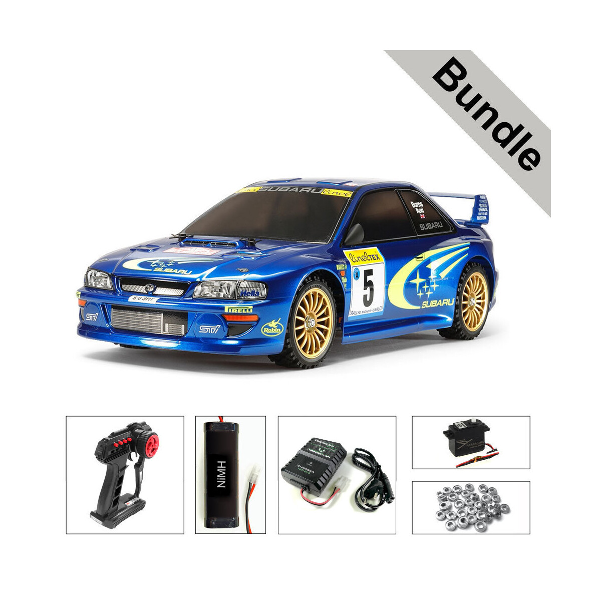 Tamiya 58631 Subaru Impreza Monte Carlo 99 TT-02 BUNDLE Silver Tamico