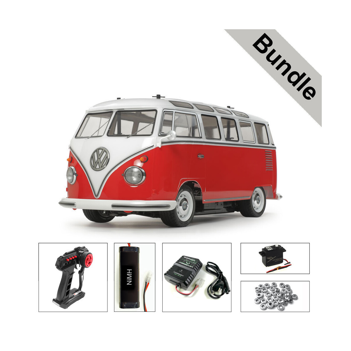 Tamiya 58668 VW Bus Type 2 (T1) Samba M-06 BUNDLE "Silber"