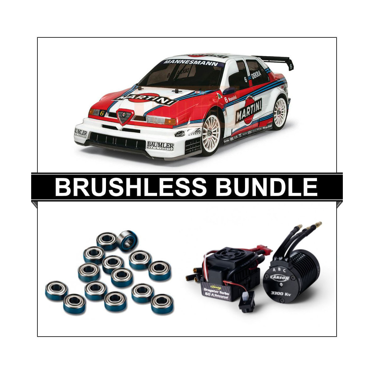 Tamiya 58606 Alfa Romeo 155 V6 TI Martini (TT-02) BRUSHLESS-BUNDLE Ta