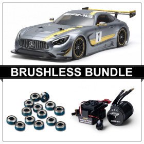 TAMIYA 58639 Mercedes-AMG GT3 1:10 RC-bouwpakket Op TT-02 Chassis – 4WD, Polycarbonaat Body, 540 Motor, Elektronische Snelheidsregelaar – Compleet Zelf Te Bouwen