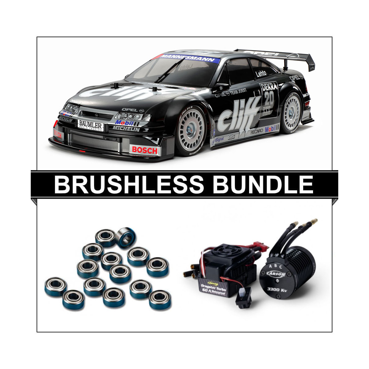 Tamiya 58701 Opel Calibra V6 Cliff (TT-01E) BRUSHLESS-BUNDLE