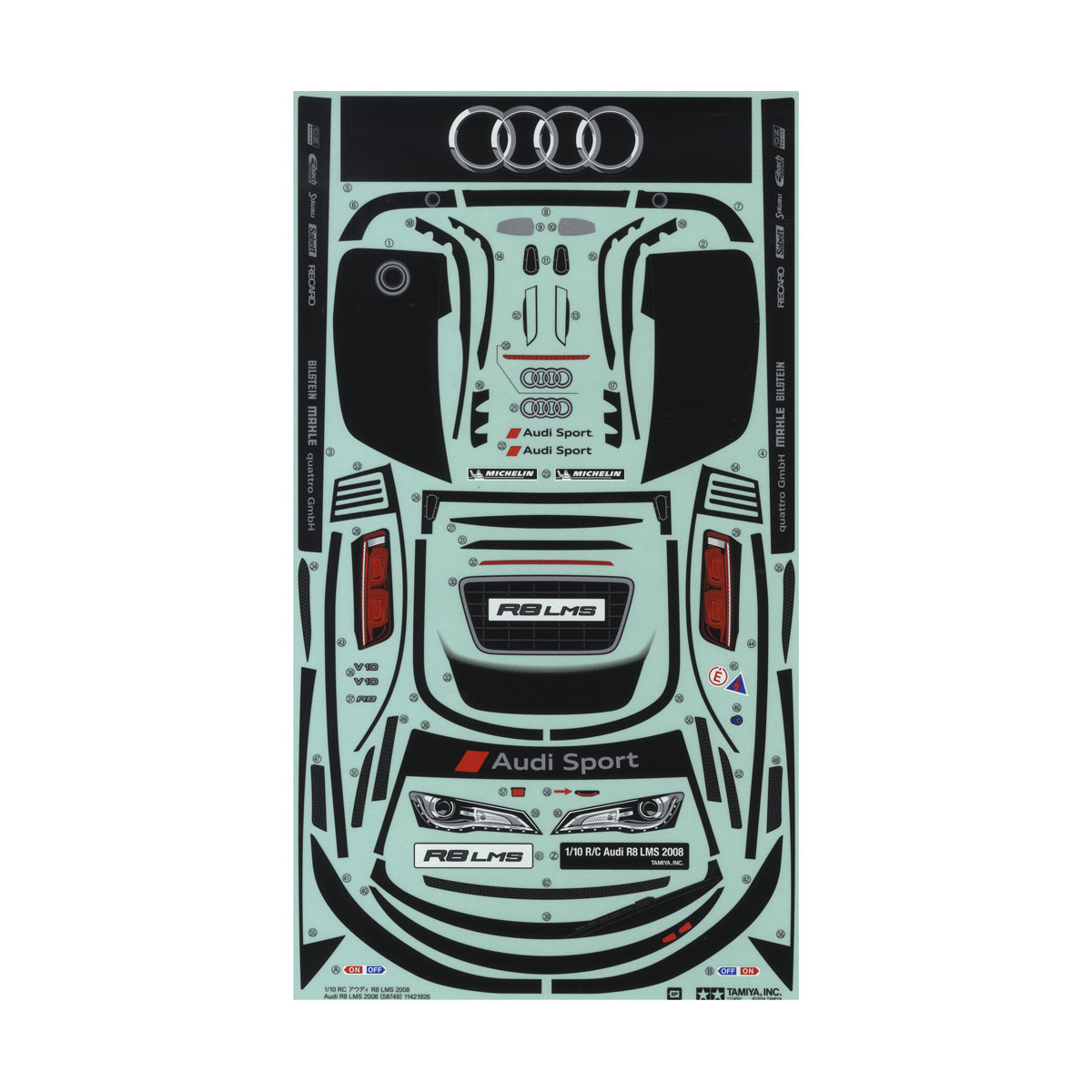 Tamiya 19490162 Aufkleber / Sticker Audi R8 LMS 2008