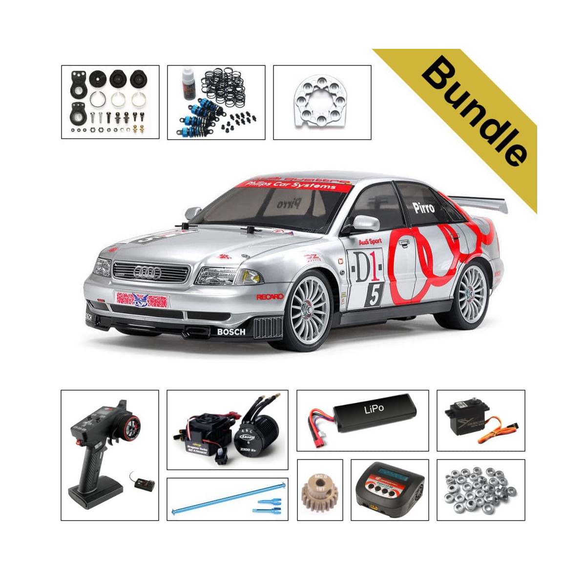 Tamiya 47414 Audi A4 Quattro Touring TT-01E BUNDLE...