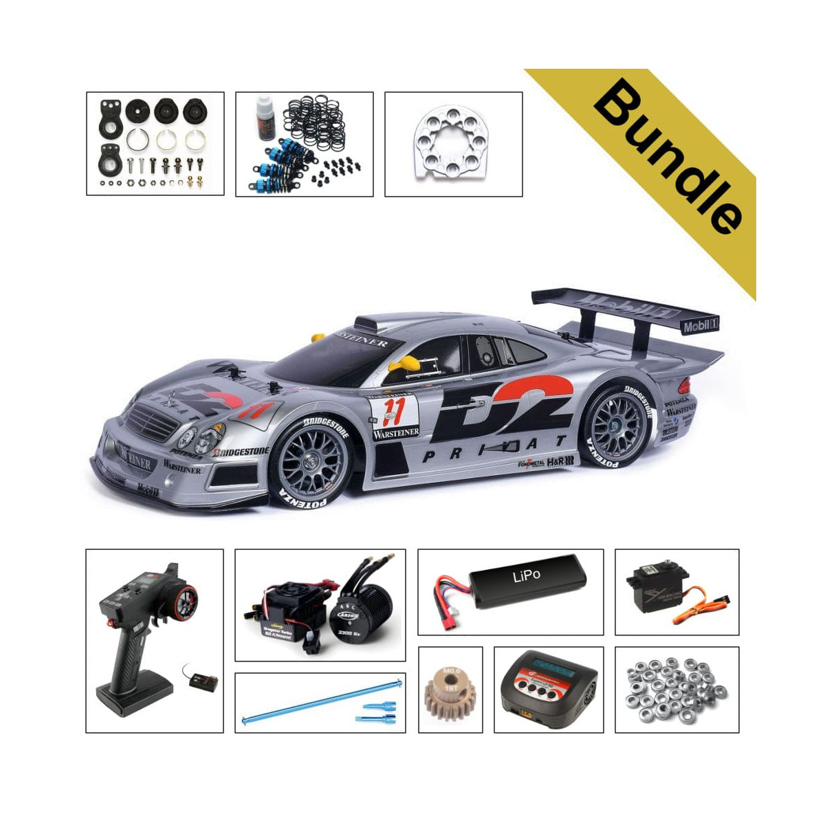 Tamiya 47437 Mercedes-Benz CLK-GTR 1997 TT-01E BUNDLE...
