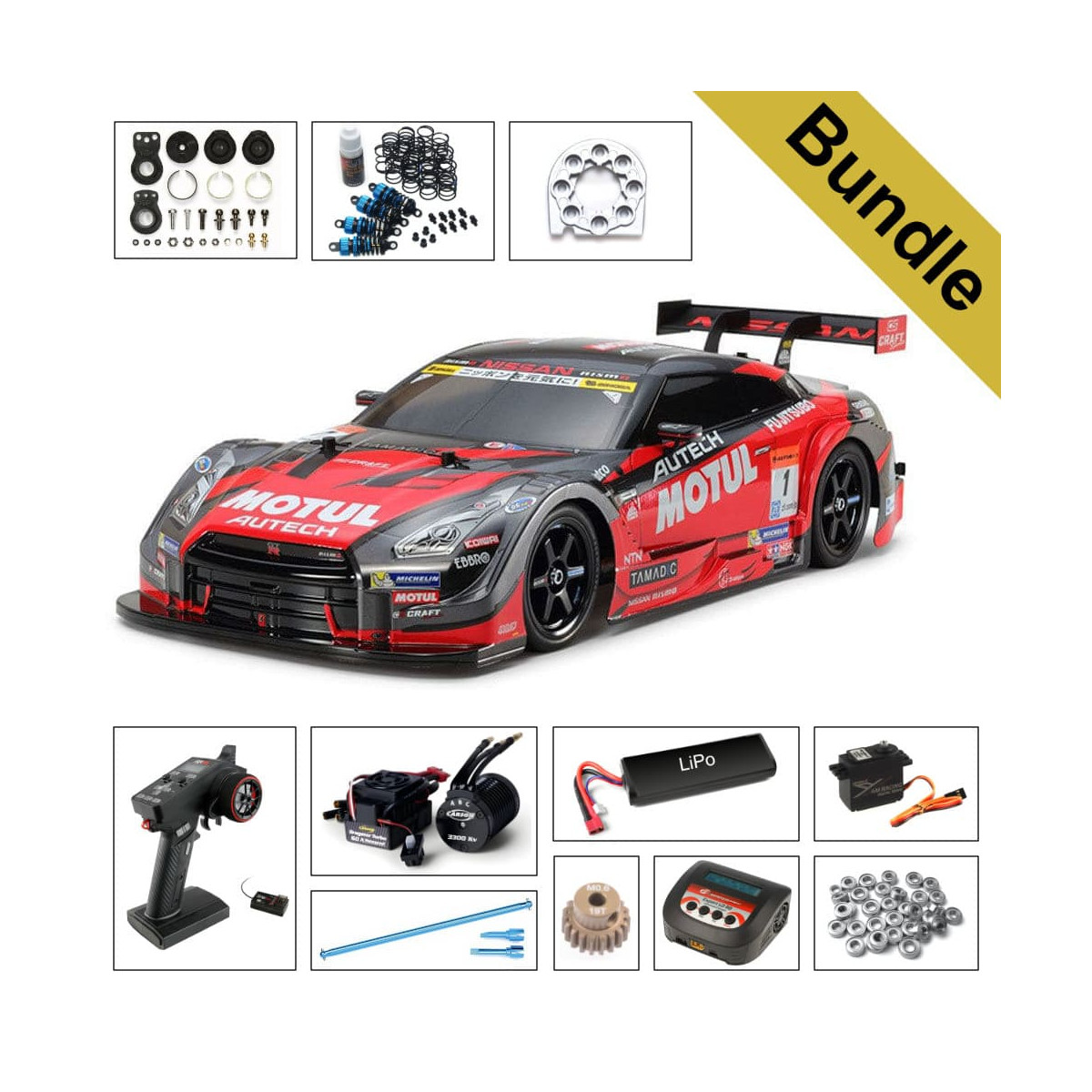 Tamiya 58625 MOTUL Autech GT-R (TT-02) BUNDLE "Gold"
