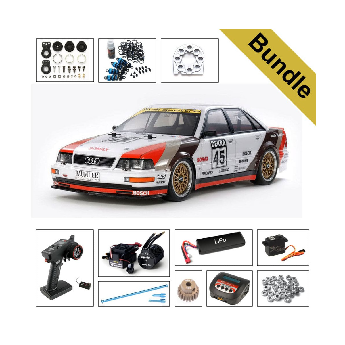 Tamiya 58682 Audi V8 Touring TT-02 BUNDLE "Gold"