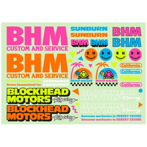 Blockhead Motors Aufkleber Racing 90er Fluorecent (B)