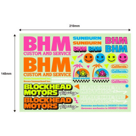 Blockhead Motors Aufkleber Racing 90er Fluorecent (B)