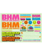 Blockhead Motors Aufkleber Racing 90er Fluorecent (B)