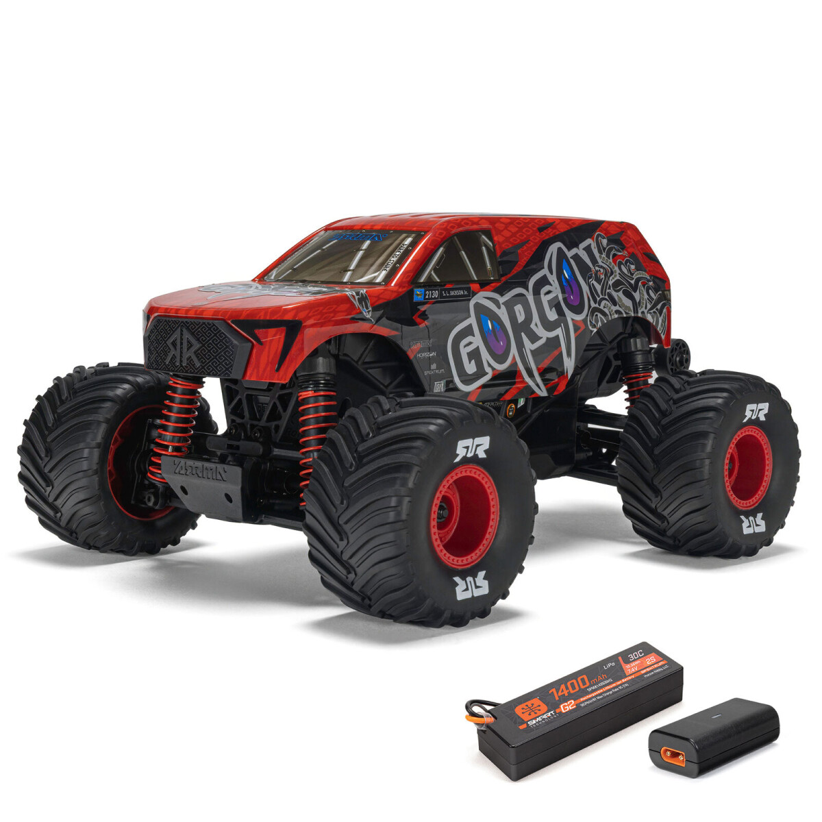 Arrma Gorgon Grom Mega 380 Brushed 4x4 Monster Truck RTR 1:16 rot