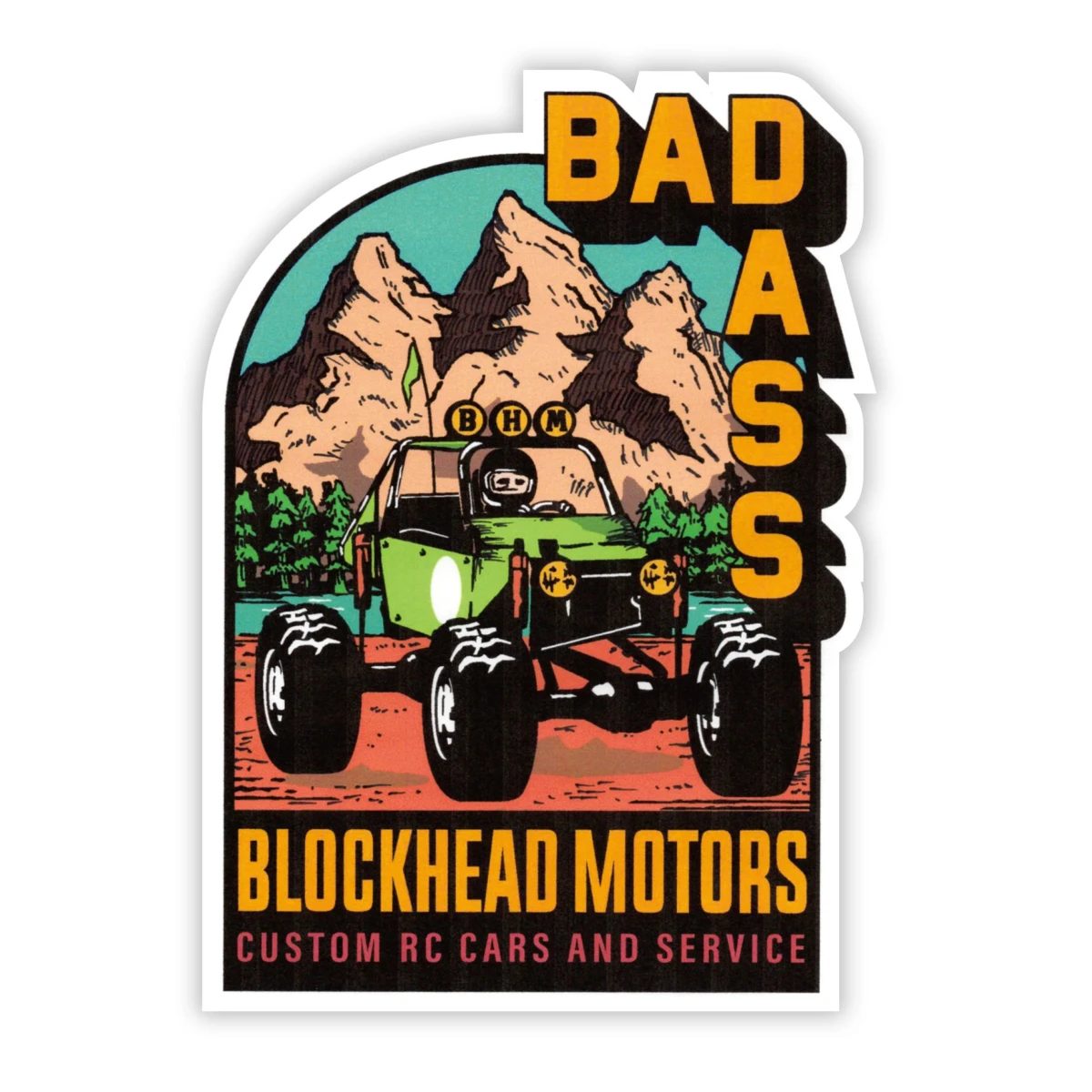 Blockhead Motors Aufkleber BADASS