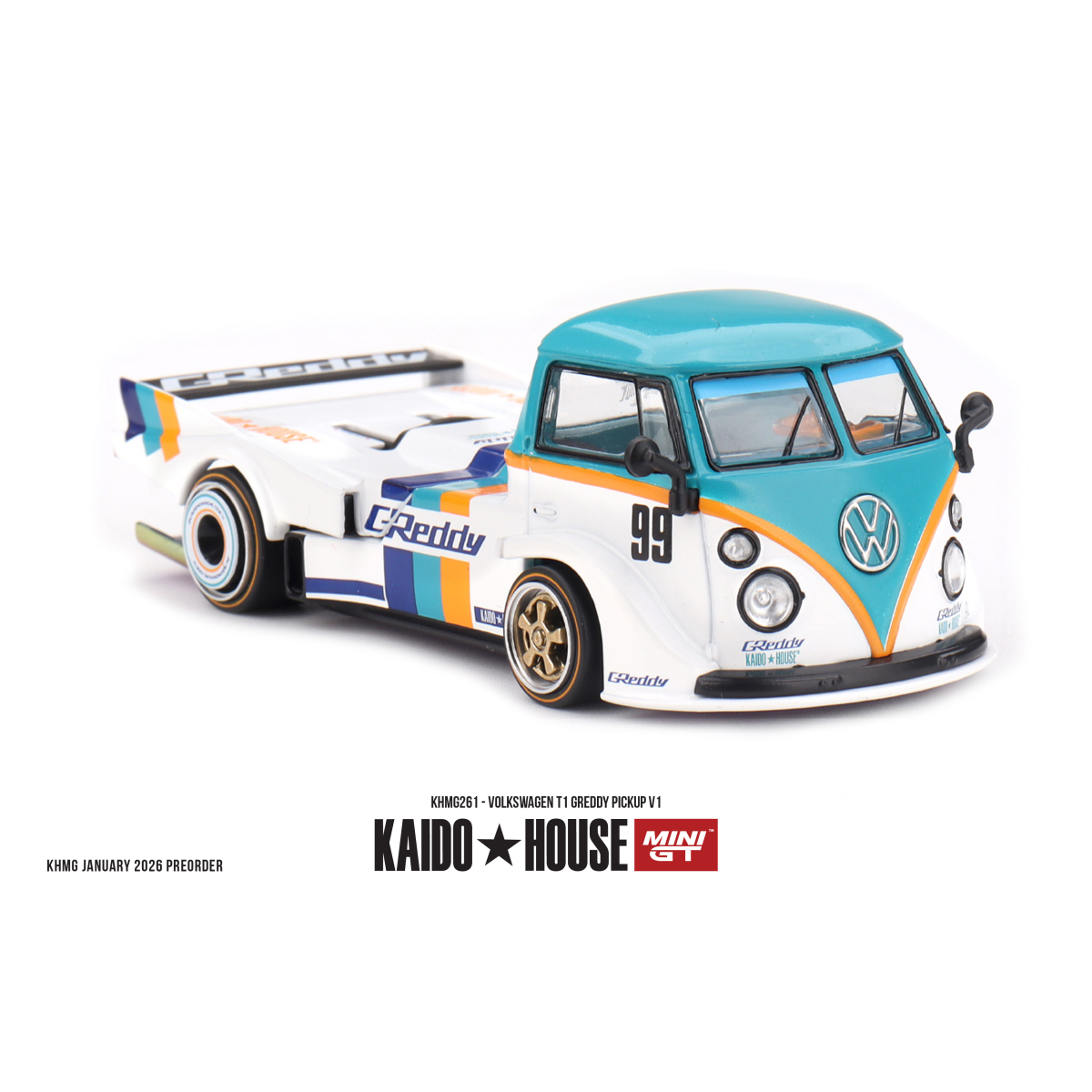Kaido House #261 Volkswagen T1 Pickup Greddy Pickup 1972 V1 1:64