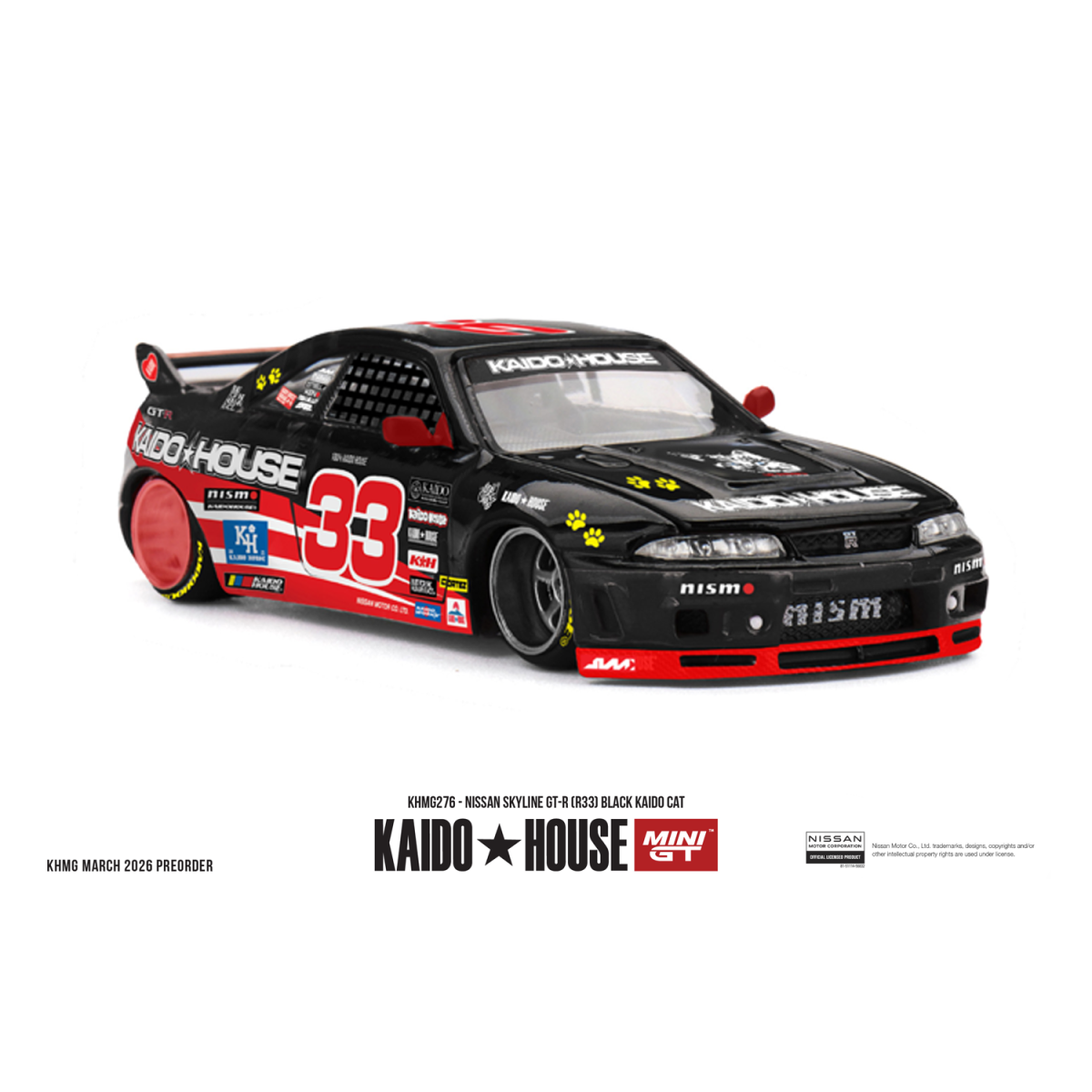 Kaido House #276 Nissan Skyline GTR (R33) Black Kaido CAT 1995 1:64