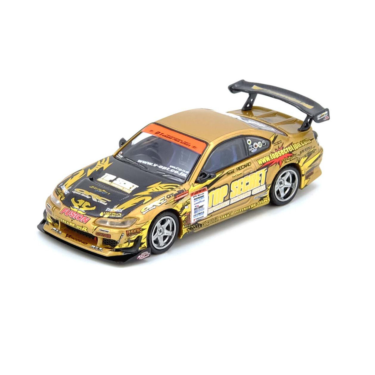 Inno Models Top Secret Silvia (S15) kampioen D1 Grand Prix Series 2004 goud 1:64