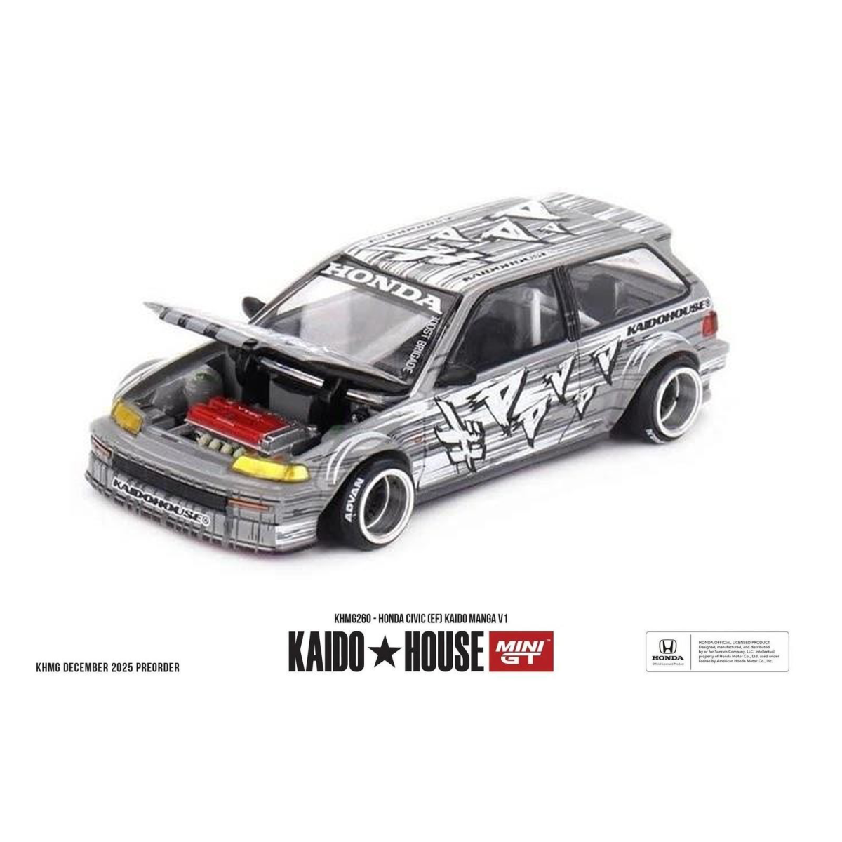 Kaido House #260 Honda Civic (EF) 1987 Kaido Manga V1 grey/white 1:64