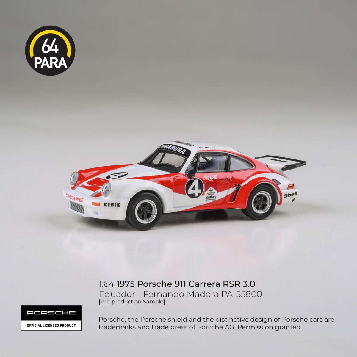 Para64 Porsche 911 Carrera RSR 3.0 Ecuador Fernando Madera 1976 1:64
