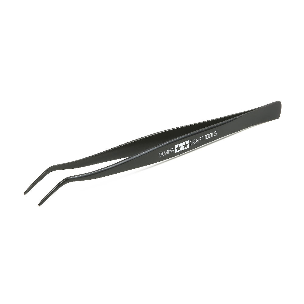 TAMIYA 300074003 Curved Tweezers – Precision Bent Tweezers For Model Building & Hobby Work