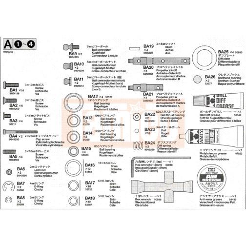 Tamiya Metallteile-Beutel A TB-03 / TB-03D #9400750