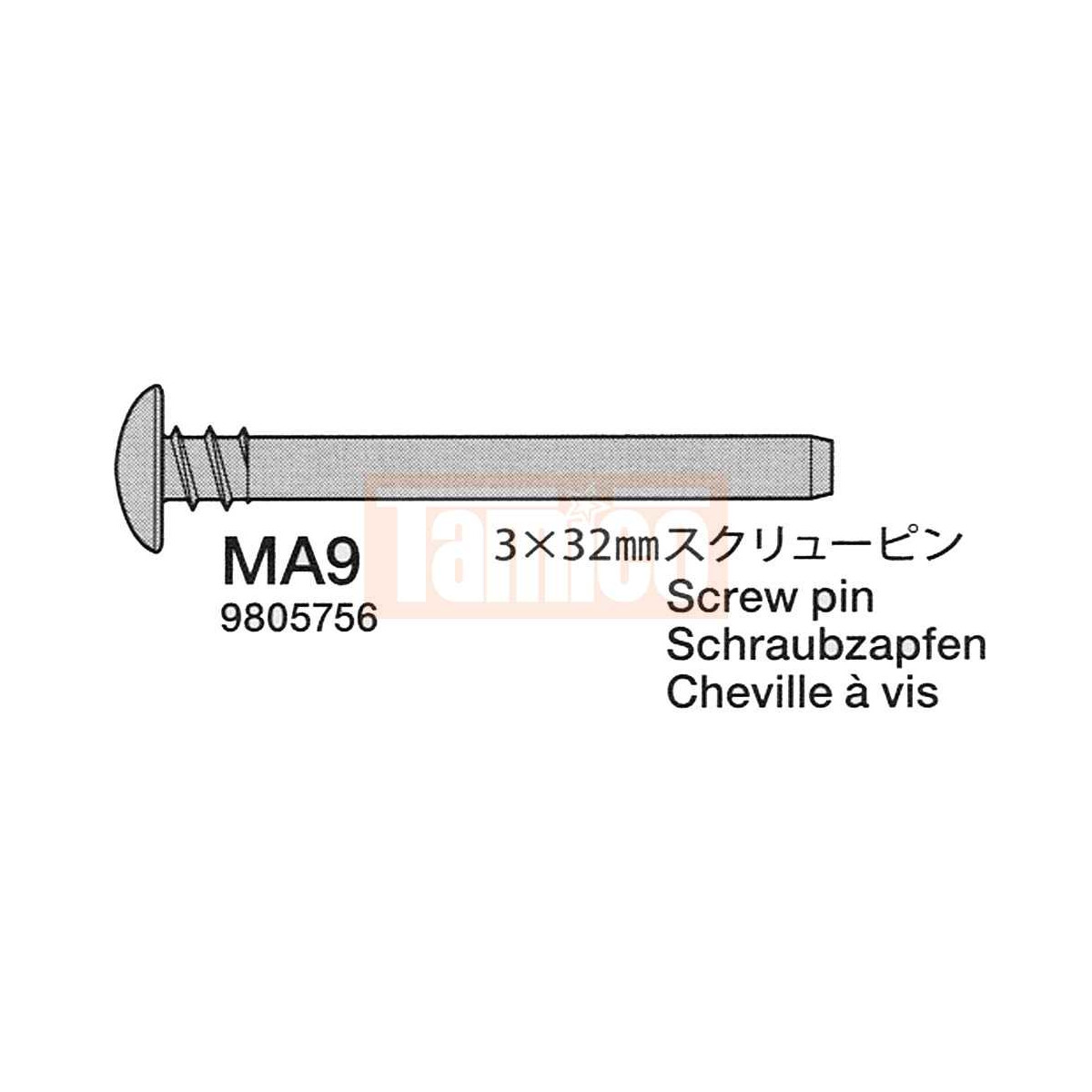 Tamiya #19805756 3x32mm Screw Pin (4 pcs.)