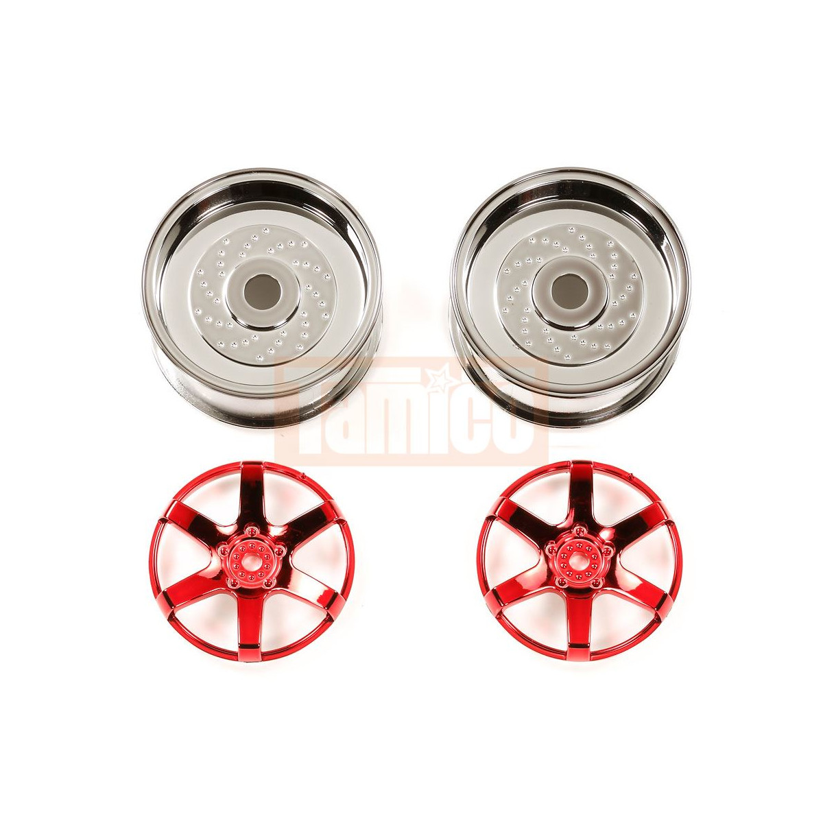 Tamiya #54551 2pc 6spk Red Whl 26mm Off+2