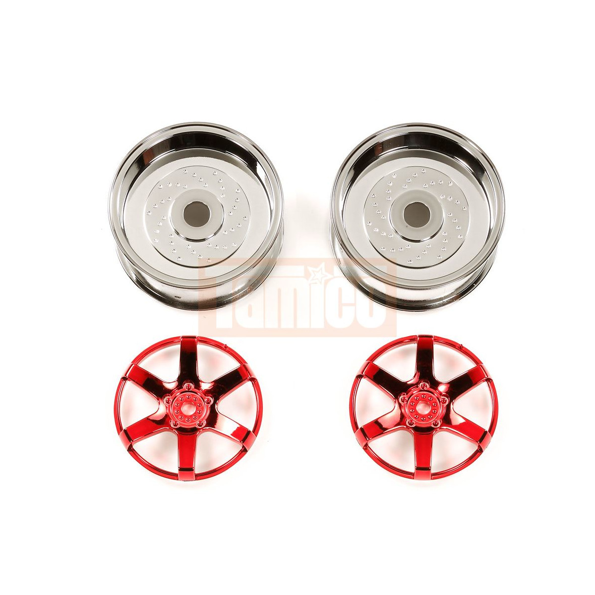 Tamiya #54552 2pc 6spk Red Whl 26mm Off+4
