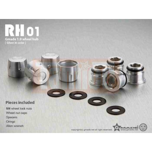 Gmade RH01 Alu Felgenmuttern-Kappe (silber) 1,9 (4 Stk.)