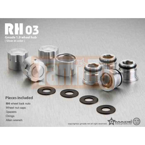 Gmade RH03 Alu Felgenmuttern-Kappe (silber) 1,9 (4 Stk.)