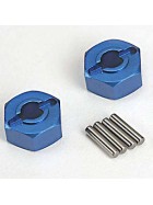 Traxxas 1654X Wheel hubs, hex (blue-anodized, lightweight aluminum) (2)/ axle pins(4)