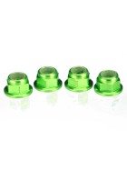 Traxxas 1747G Nuts, aluminum, flanged, serrated (4mm) (green-anodized) (4)
