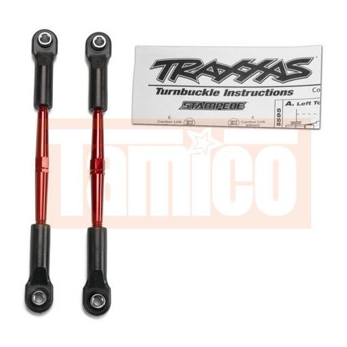 Traxxas 2336X Turnbuckles, aluminum (red-anodized), toe links, 61mm (2) (assembled with rod ends & hollow balls) (fits Stampede®) (requires 5mm aluminum wrench #5477)