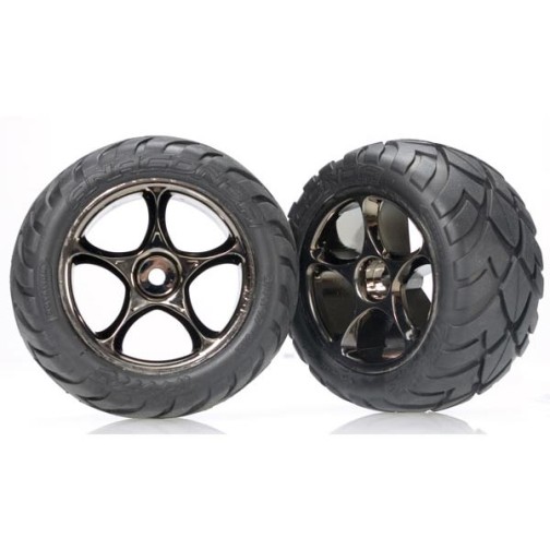 Traxxas 2478A Tires & wheels, assembled (Tracer 2.2 black chrome wheels, Anaconda 2.2 tires with foam inserts) (2) (Bandit rear)
