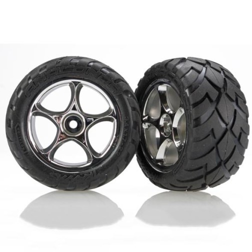 Traxxas 2478R Tires & wheels, assembled (Tracer 2.2 chrome wheels, Anaconda 2.2 tires with foam inserts) (2) (Bandit rear)
