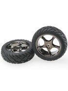 Traxxas 2479A Tires & wheels, assembled (Tracer 2.2 black chrome wheels, Anaconda 2.2 tires with foam inserts) (2) (Bandit front)